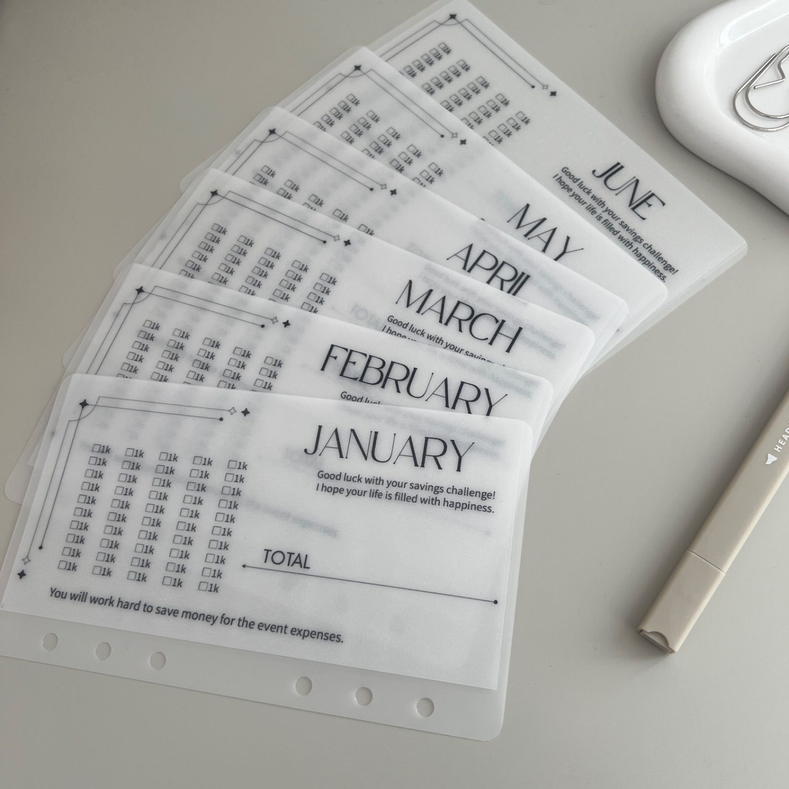 年間貯金/積立貯金/年間saving challengeリフィルA6サイズ - メルカリ