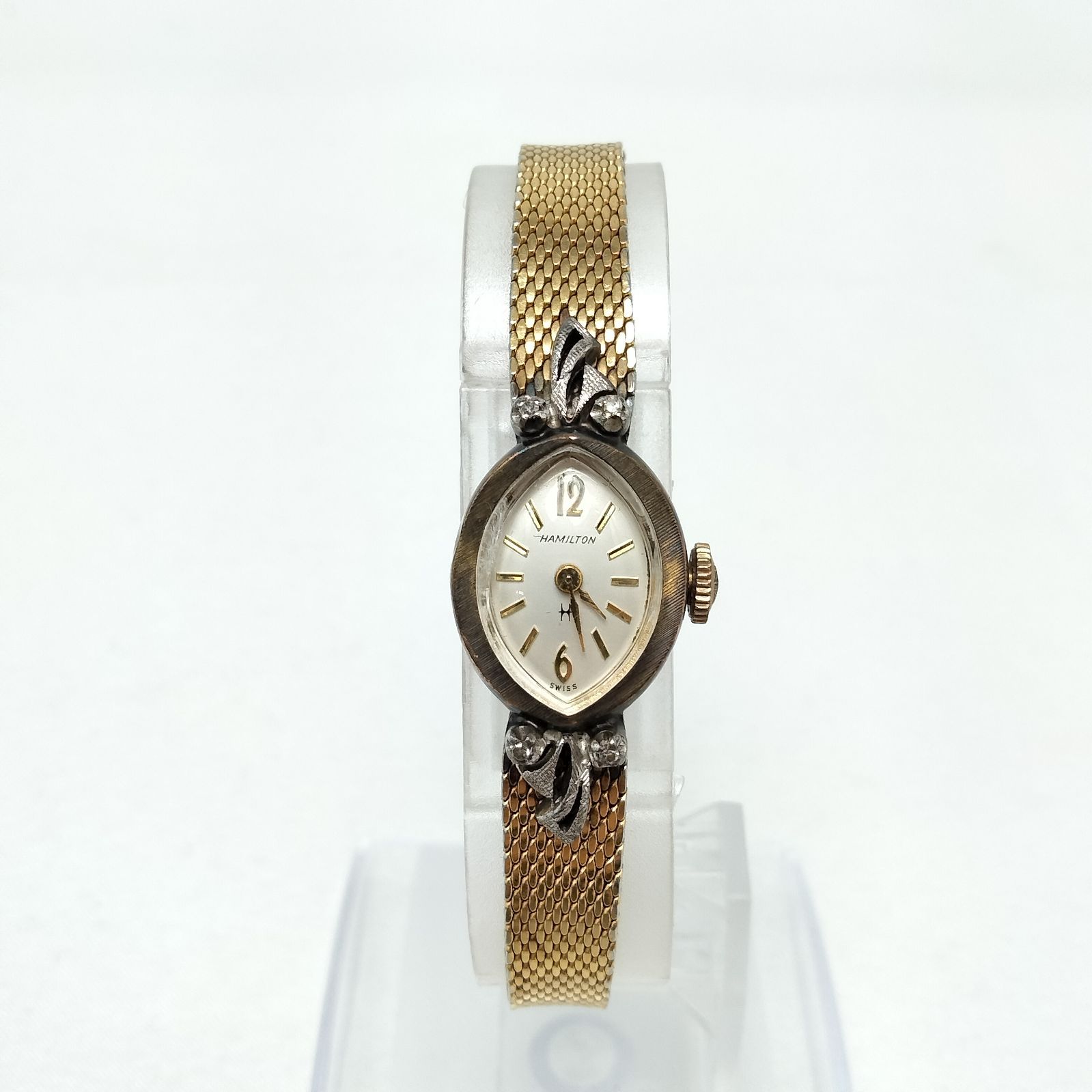 【ハミルトン】アンティーク手巻き時計 ハミルトン アンティーク 14K金無垢 ダイヤ 手巻きレディース