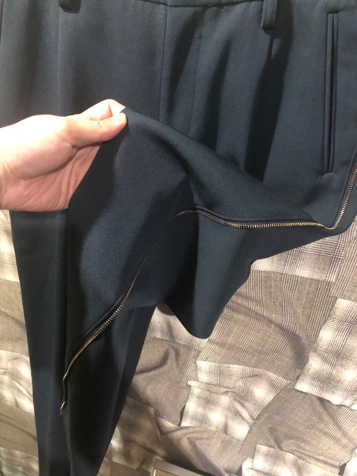 kolor カラー 21AW ドライウールサージジップ側小テーパードパンツ