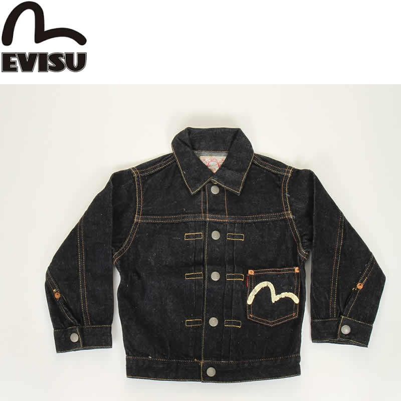 EVISU JEANS USED JUNIOR SIZE DENIM JACKET TRADE KAMOME MARK 