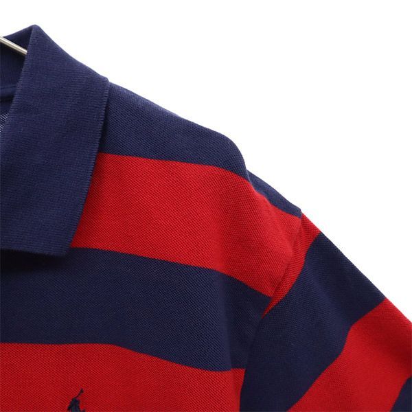 未使用 ポロバイラルフローレン ボーダー 半袖 ポロシャツ XL レッド×ネイビー Polo by Ralph Lauren 鹿の子 メンズ 未使用 ポロバイラルフローレン ボーダー 半袖 ポロシャツ XL レッド