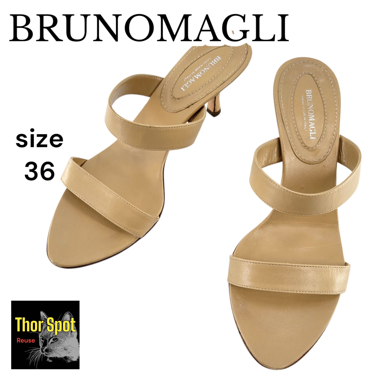 BRUNOMAGLI ベージュ ミュール BRUNOMAGLI ブルーノマリ ミュール サンダル ベージュ オープン