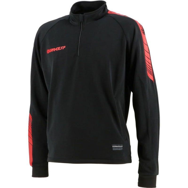 GRANDE.F.P グランデエフピー GRANDE.F.Pハイパー.ハーフジップ.ストレッチジャージジャケット フットサル ＷＵＰニットジャケット gfph20402-0 0935 ブラック×レッ
