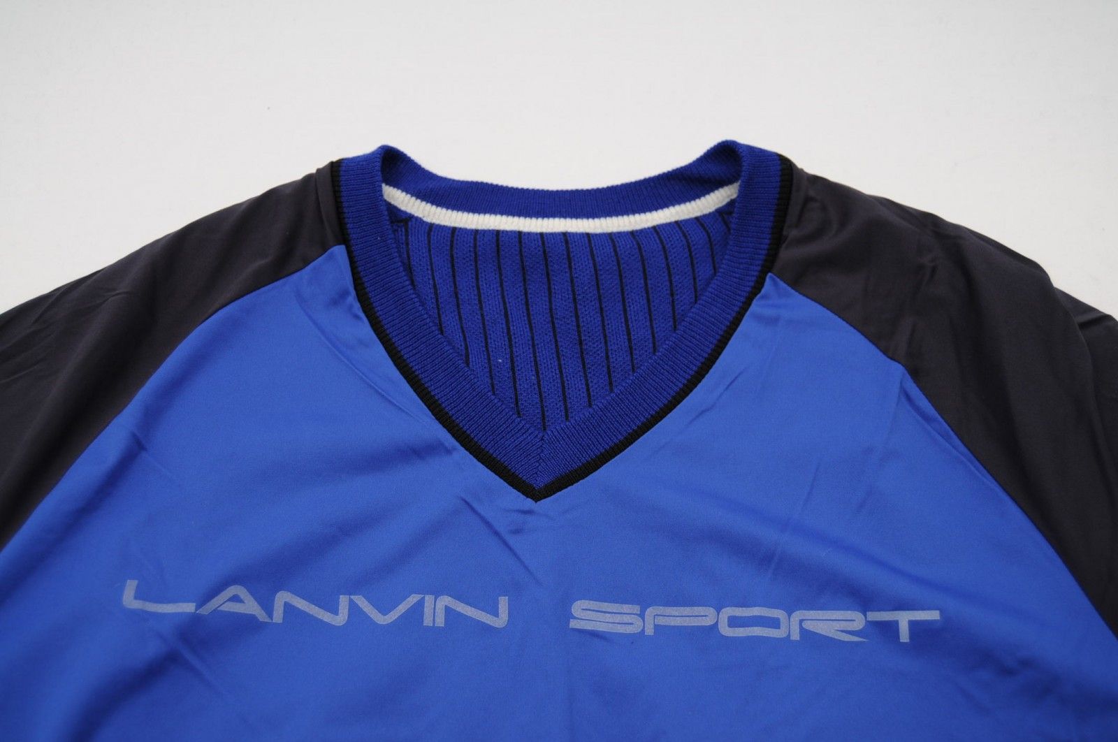 LANVIN - coco 中古 ランバンスポール LANVIN SPORT メンズ ニット 40(L) 青×黒 ブルー 長袖Vネック リバーシブル ストライプ 中古 メンズ ランバンスポール LANVIN SPORT ニット 40(L) 青×黒