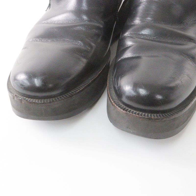 ワイズ Y's ヨウジヤマモト センターステッチ 厚底レザーシューズ ブラック SOOMTH LEATHER PLATFORM SLIP-ONS(22.5 Black): Y's｜THE SHOP