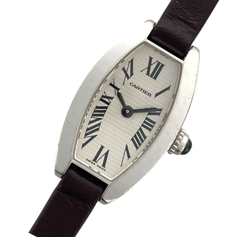 カルティエ Cartier ミニトノーラニエール W15363W3 K18WG|レザーストラップ クオーツ レディース 腕時計