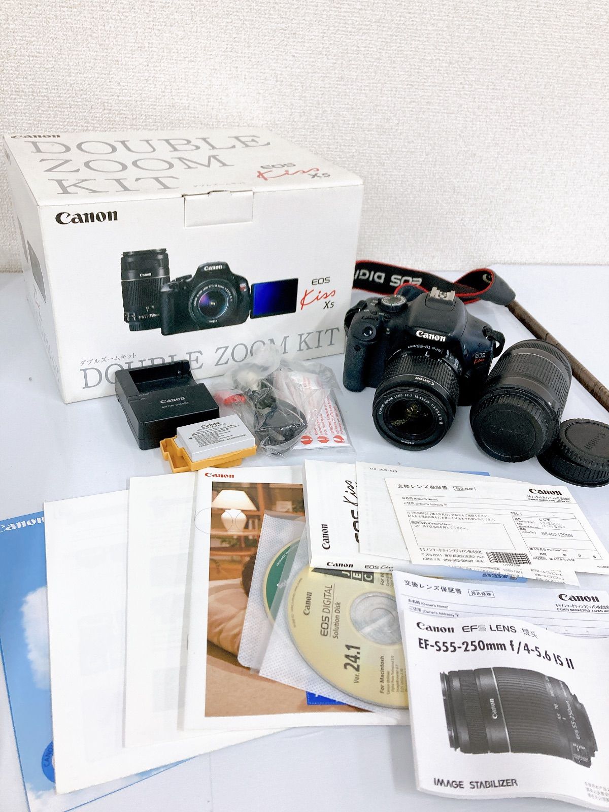 ￥ 通電 済み Canon EOS Kiss X5 キャノン ダブルズームキット 一眼 カメラ カメラ 2