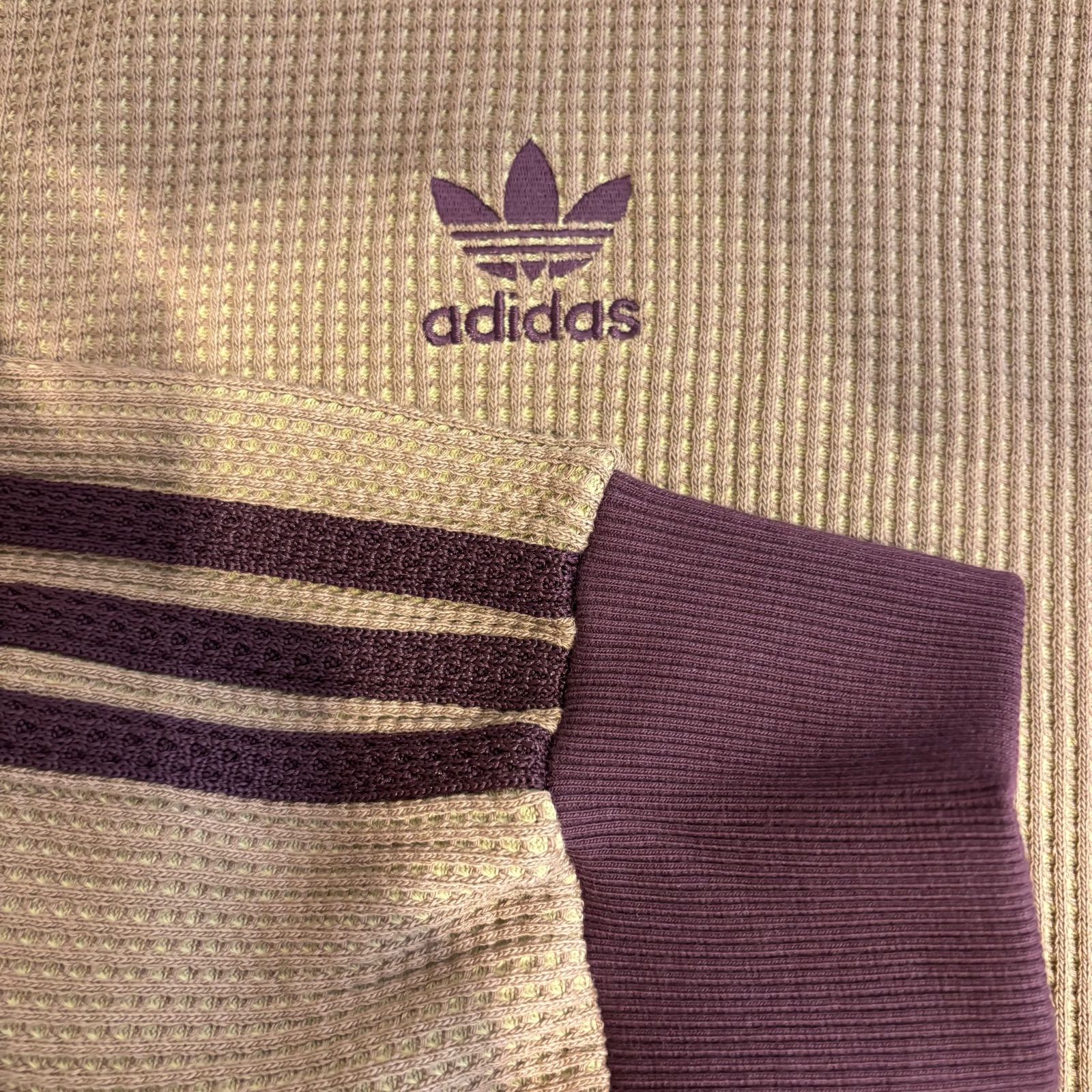 海外限定カラーL⭐️adidas ワッフル ニットトラックトップ ブラウン×マロン 海外限定カラーL⭐️adidas ワッフル ニットトラックトップ
