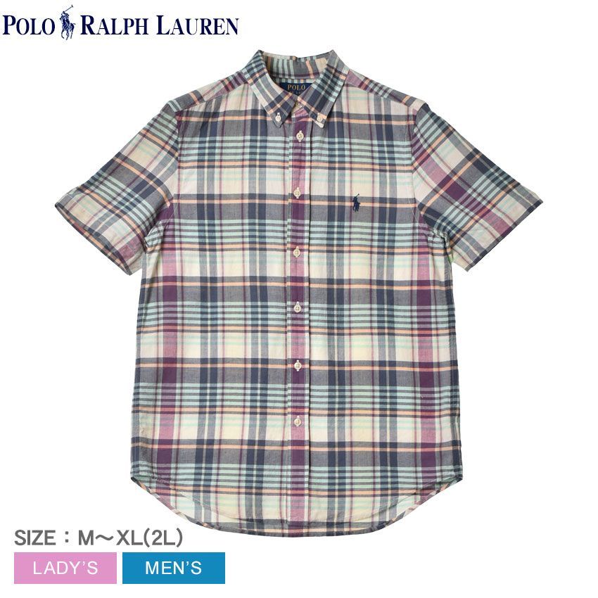 ポロ ラルフローレン 半袖シャツ 323905295 メンズ ワンポイント 半袖マドラスチェックシャツ POLO RALPH LAUREN カラー:グリーンマルチ 品番：21235330