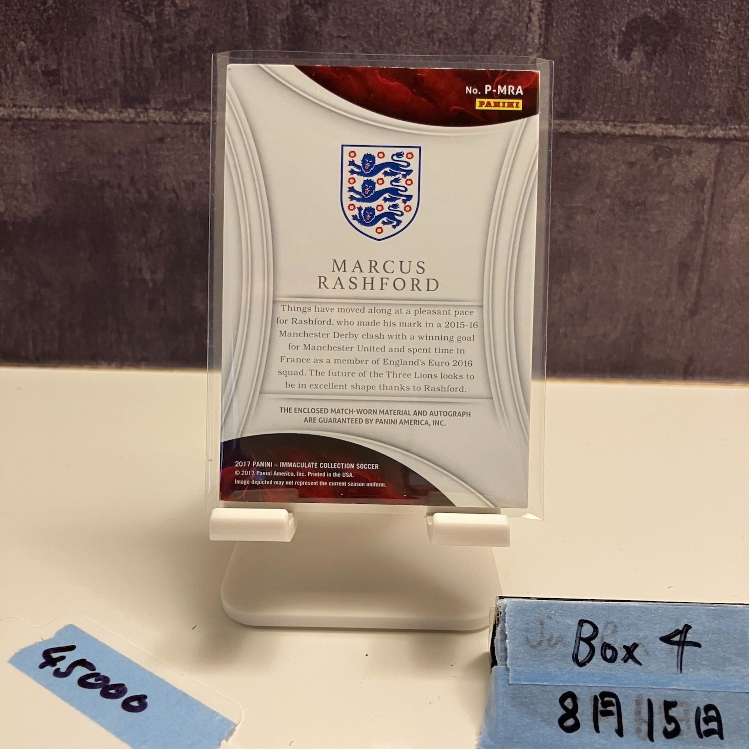 Rashford 公式/直筆/サイン 2017 Panini Immaculate Collection Marcus Rashford 54/65 直筆