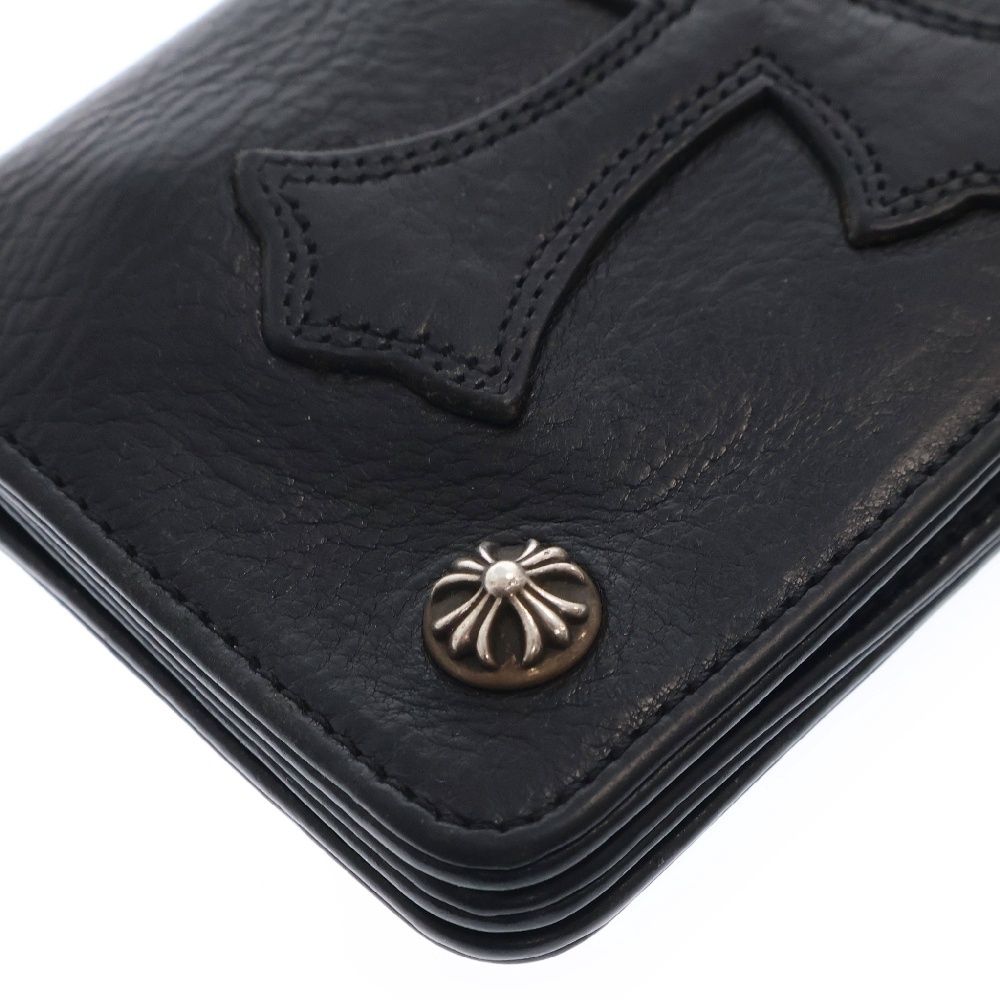CHROME HEARTS (クロムハーツ) 1ZIP 1ジップ クロスボールボタン クロスパッチ付き レザーウォレット財布 二つ折り財布 ブラック  - メルカリ