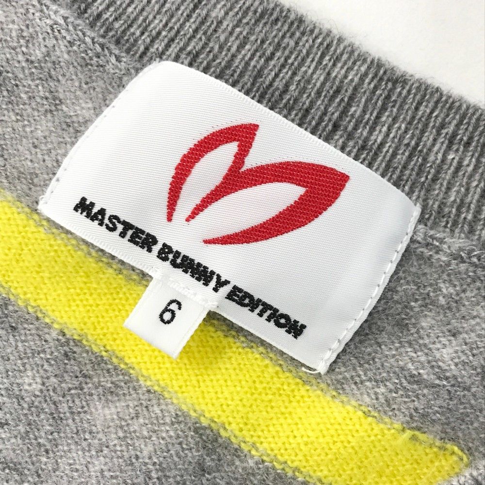 サイズ：6 MASTER BUNNY EDITION マスターバニーエディション  Vネック カシミヤ ニットベスト  グレー系 [240101448954] ゴルフウェア メンズ ストスト サイズ：6 MASTER BUNNY EDITION マスターバニーエディション V