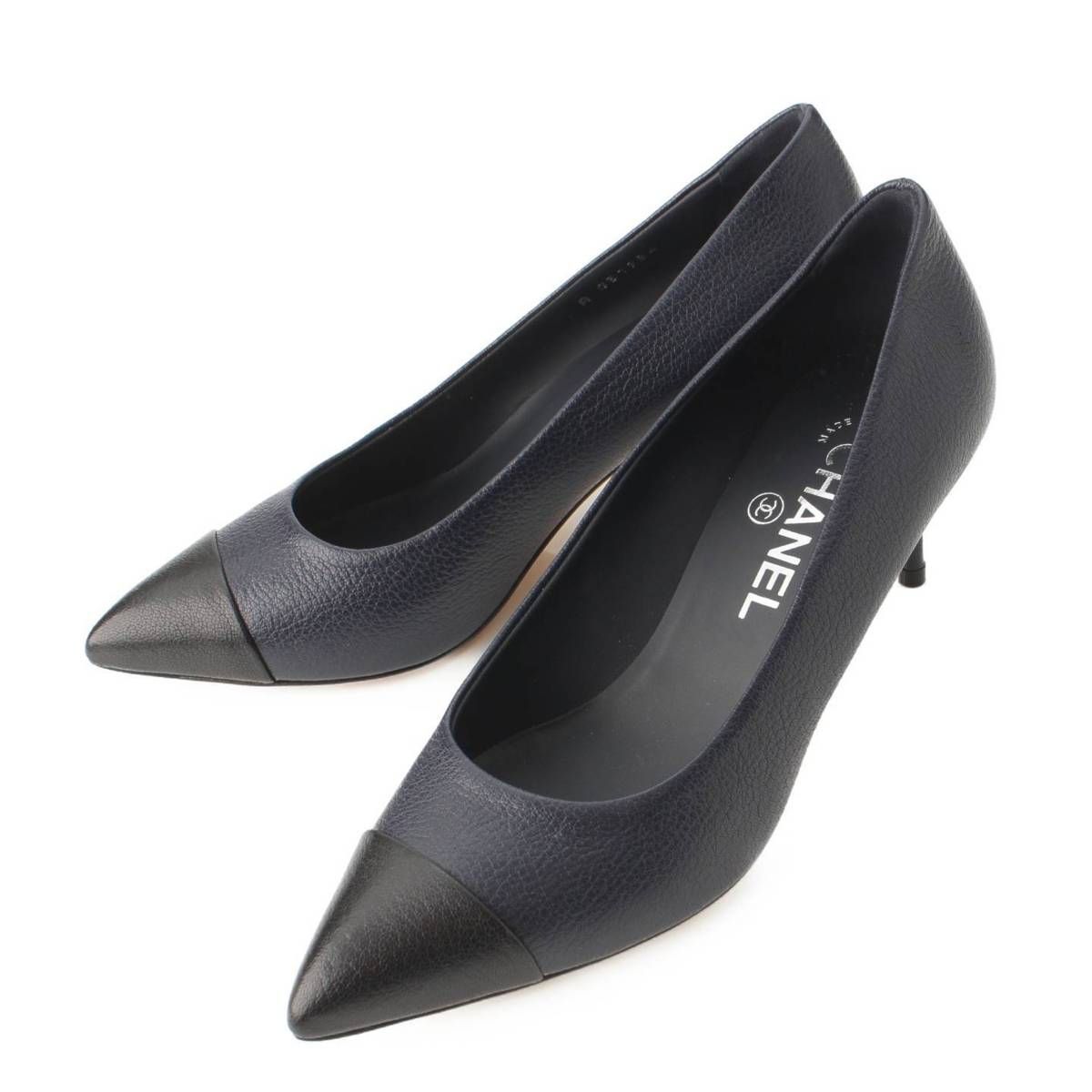 CHANEL シャネル　ココマーク　レザー　パンプス シャネル】Chanel ココマーク レザー ピンヒール パンプス