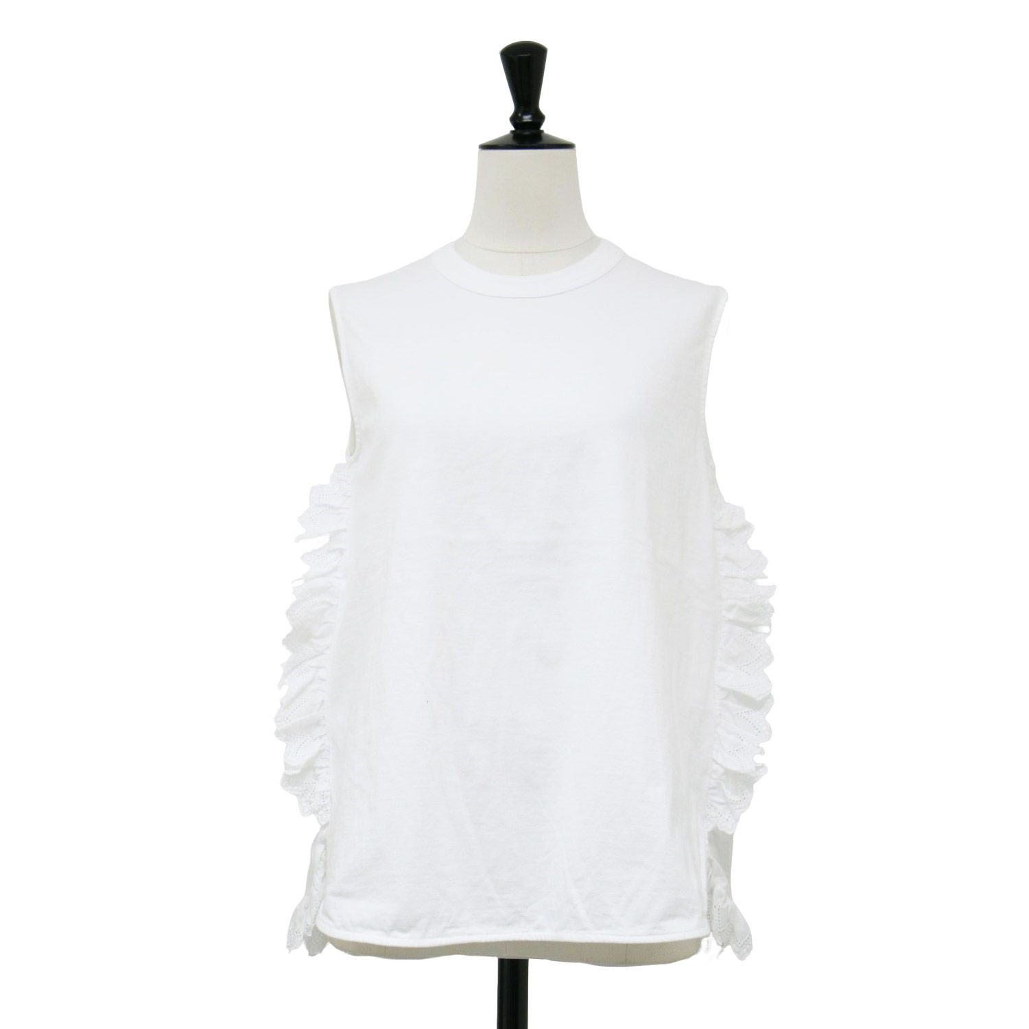 Pale Jute ペールジュート ホワイト 白 サイズ M | コットン レース スリーブレス トップス | cotton × lace sleeveless tops | カットソー クルーネック ノースリーブ | レディース