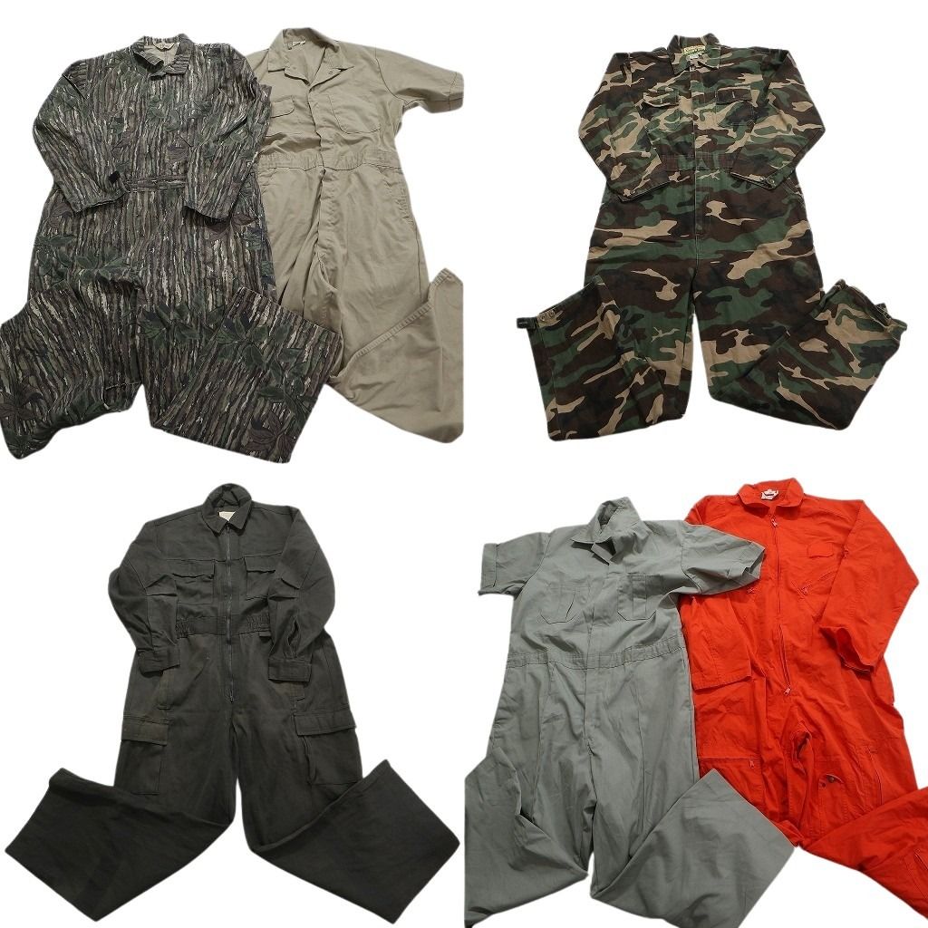 古着卸 まとめ売り オールインワン 6枚セット (メンズ 46 /42 /XL /2XL ) ジャンプスーツ フライトスーツ マルチポケット 中古 古着 MX8413