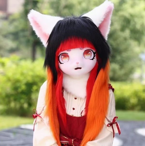 着ぐるみヘッド 猫 口開け オレンジ 全頭ヘッド ケモノ マスク 着ぐるみヘッド 猫 口開け オレンジ 全頭ヘッド ケモノ マスク