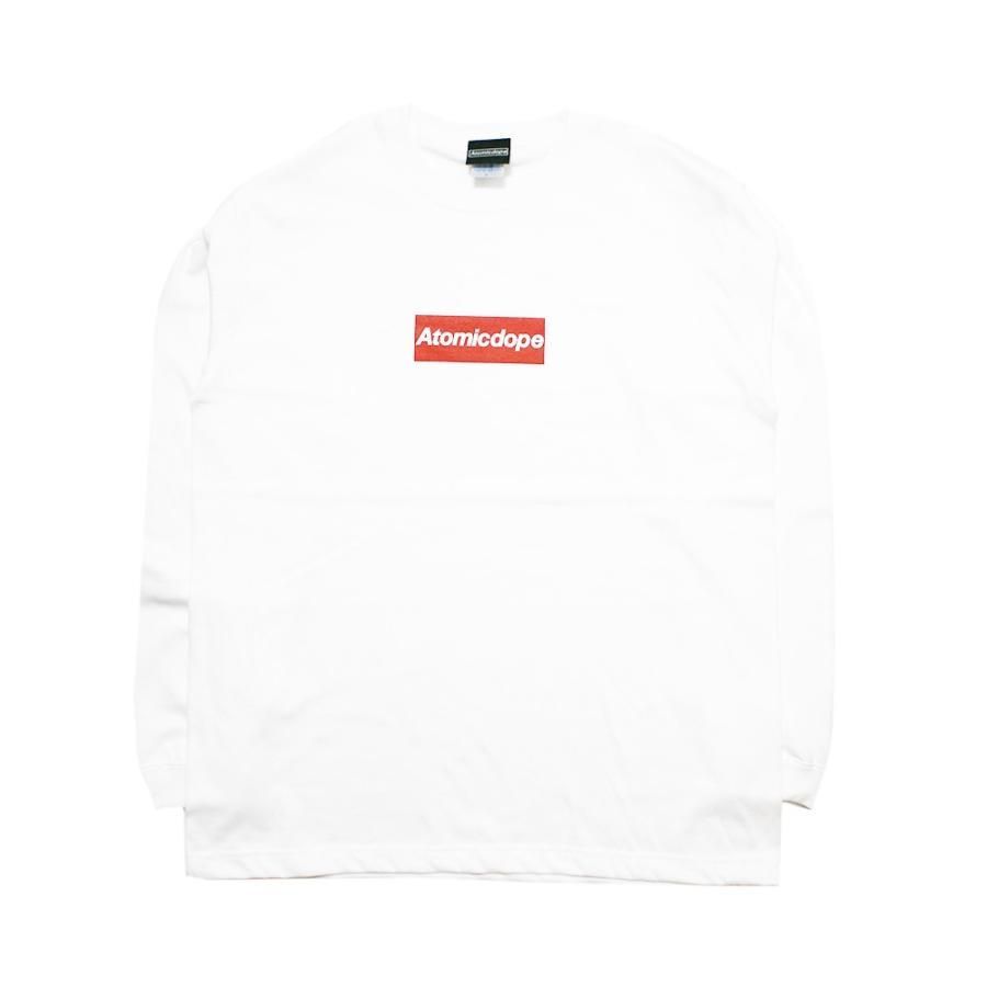 Atomicdope Box Logo ロンT ロングスリーブ Tシャツ ボックスロゴ 長袖 Long Sleeve Tee アトミックドープ ホワイト/レッドカラー