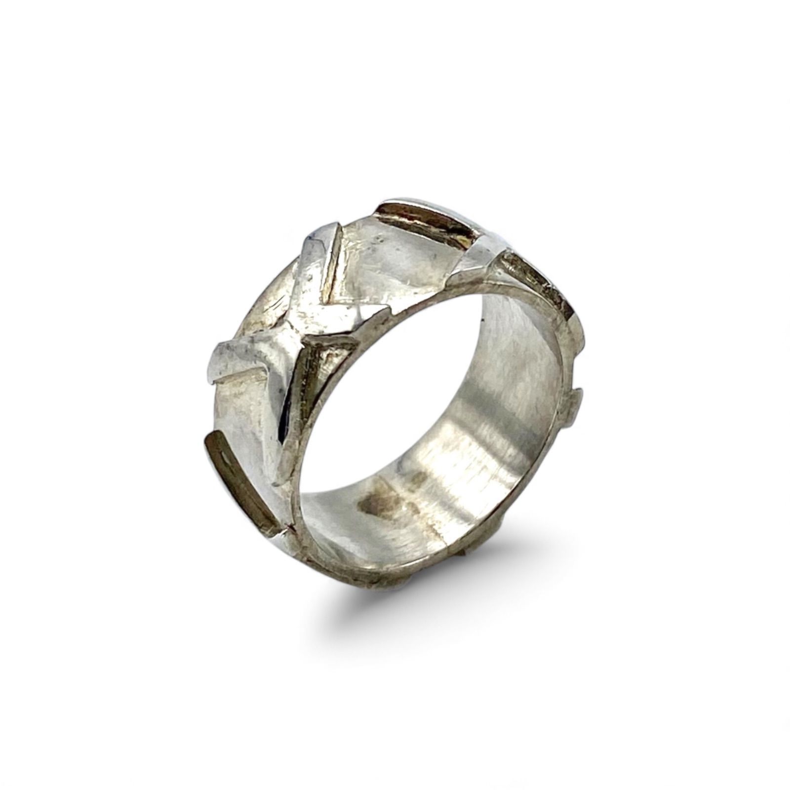 立体的なデザイン】クロス Silver 刻印 90s Vintage Ring シルバー