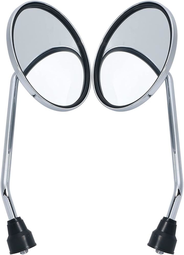 InZaccaZ バイクミラー 丸型ミラー メッキミラー 左右セット 汎用 70年代風 レトロ(8mm)