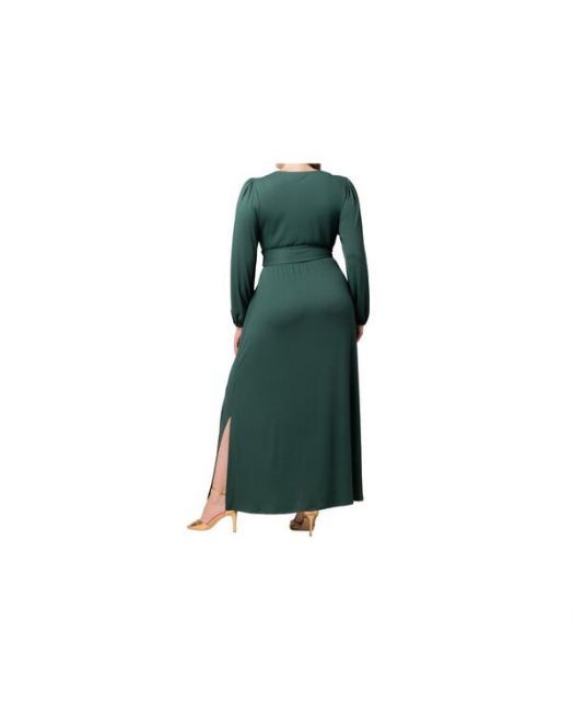 キヨナ レディース ワンピース トップス Plus Size Kelsey Long Sleeve Maxi Dress Hunter green