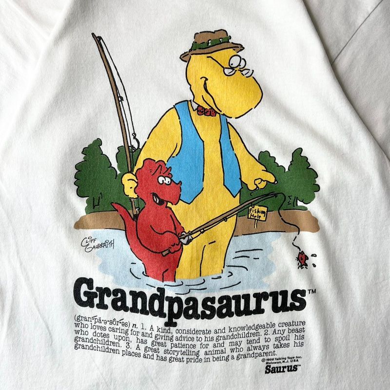 80s USA製 CLIFF GALBRAITH 恐竜 キャラクター プリント Tシャツ M