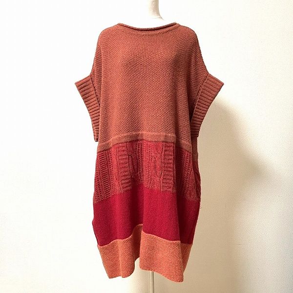 wnc モユルセンソユニコ 萌 sensounico チュニック ワンピース M〜L オレンジ系 赤系 ニット 半袖 レディース 824250