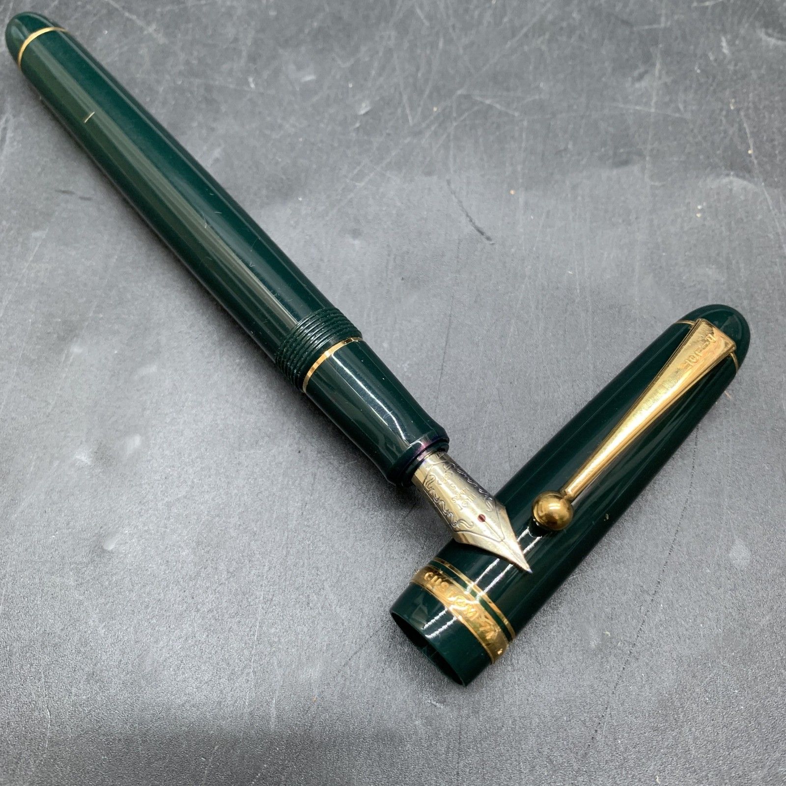 M338 PILOT パイロット 万年筆 カスタム74 ペン先14K 14金 585 ５ ダークグリーン軸 筆記未
