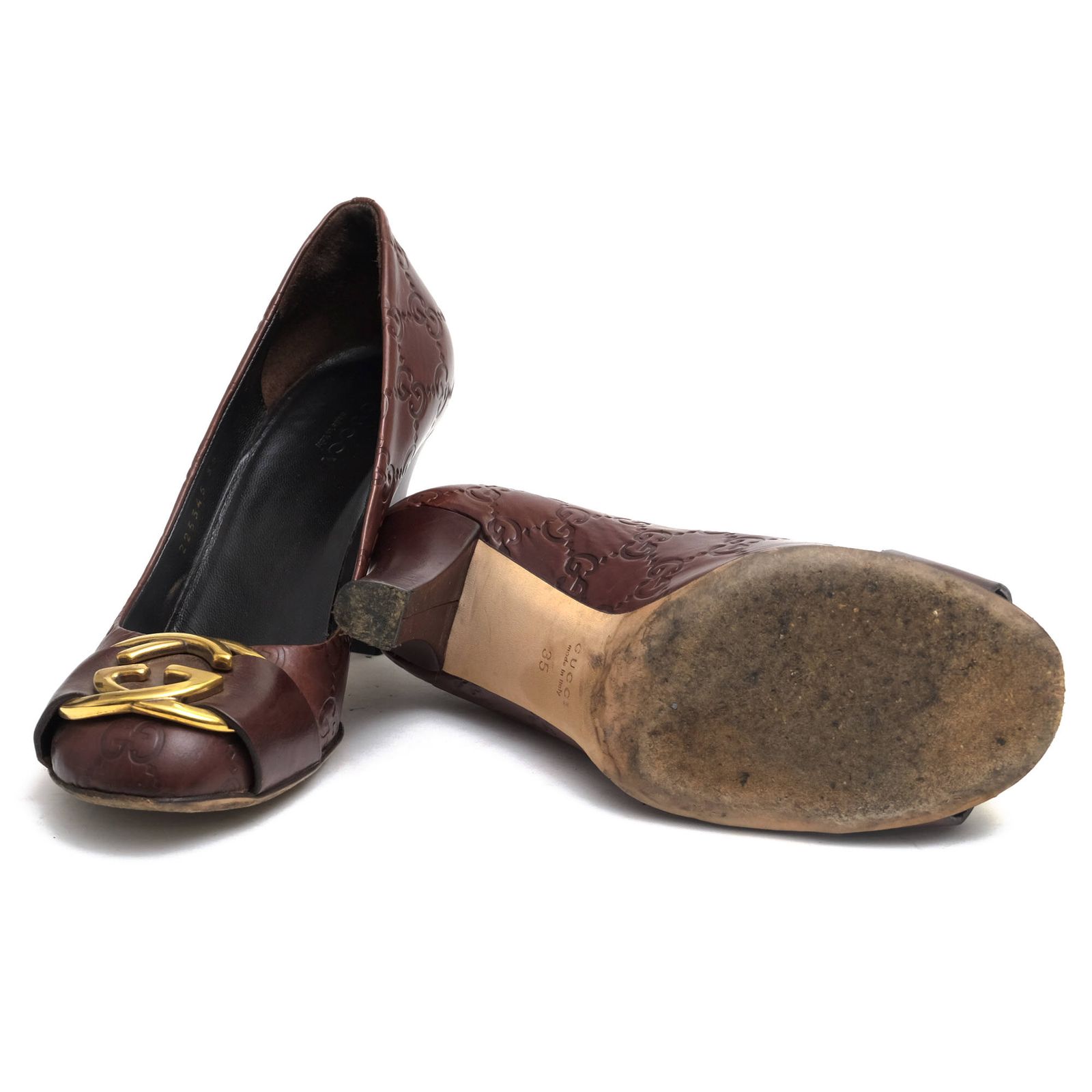 GUCCI（グッチ） レザー パンプス　ダークブラウン サイズ35.5 グッチ／GUCCI パンプス シューズ 靴 レディース 女性 女性用レザー 革