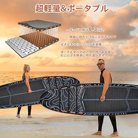 SEAPLUS サップボード SUPボード スタンドアップパドルボード サーフボード Sup インフレータブル超軽量 海と湖に適用パドルボード い sup 釣り セット-パドル、ポンプ、安全リーシュ、バックパック付き 320x81x15cm L-BN01