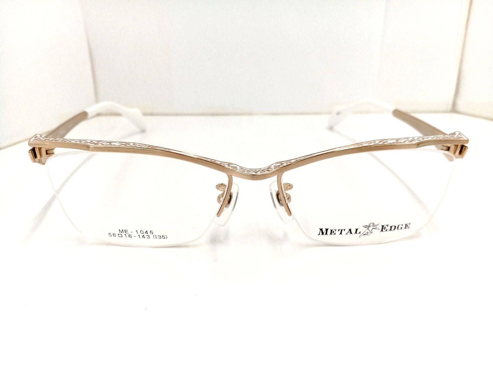 メタルエッジ メガネフレーム ME-1045 ナイロール ホワイト ゴールド
