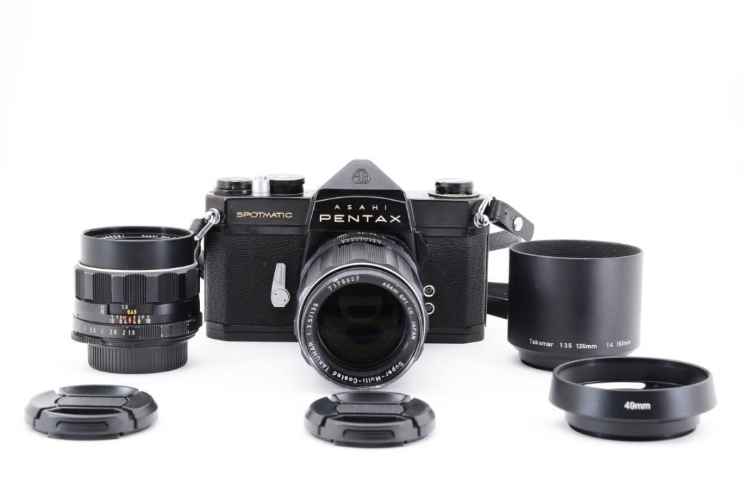 日本製格安作例必見pentax spftakumarレンズ2本完動品美品黒ツートン フィルムカメラ