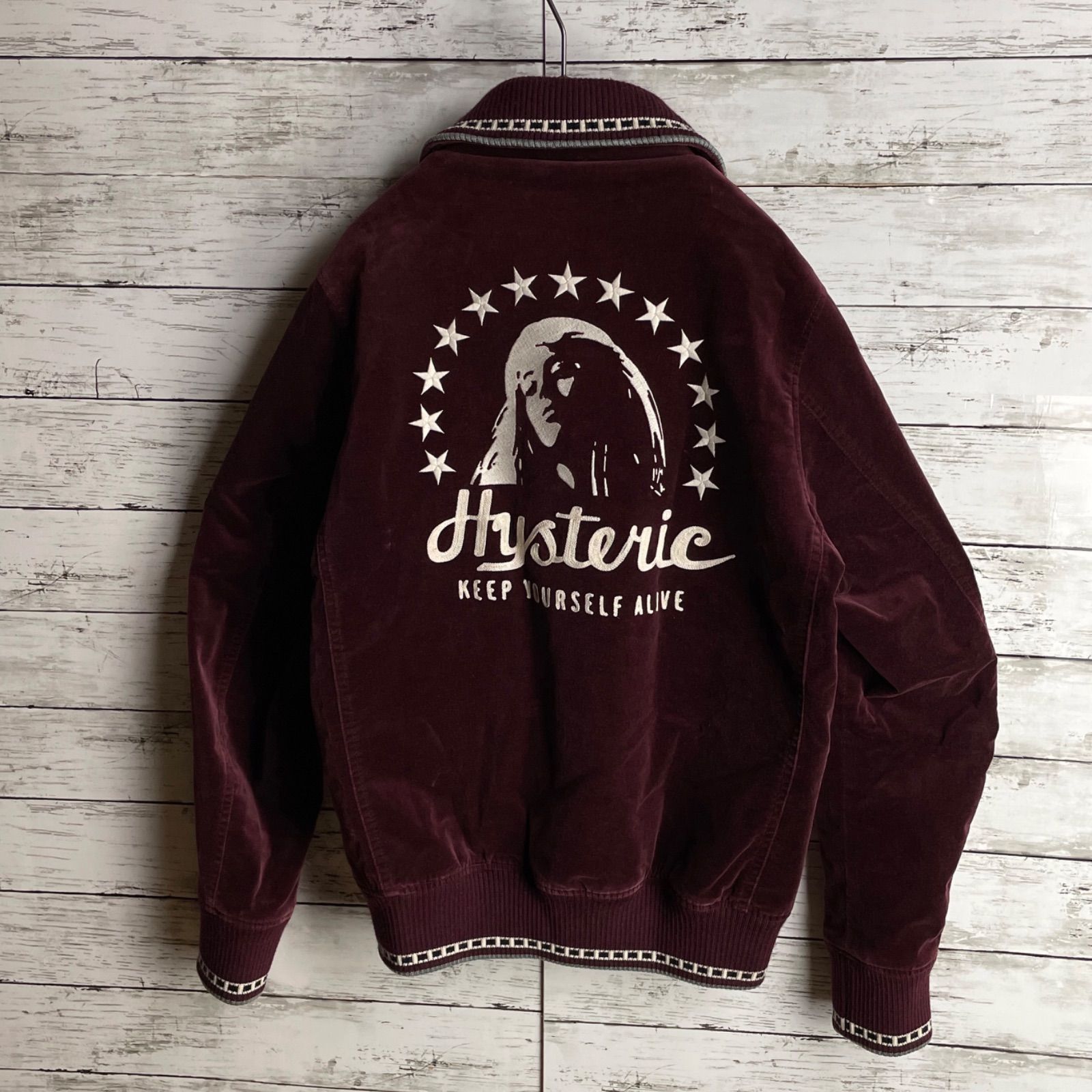 美品✨ヒステリックグラマー 刺繍 ビッグロゴ ベロア ジャケット HYSTERIC GLAMOUR - 入手困難 ヒステリックグラマー ベロア