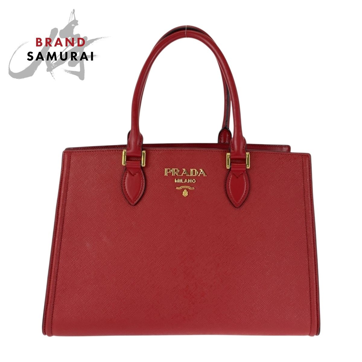 美品 PRADA プラダ サフィアーノ レッド ゴールド金具 レザー