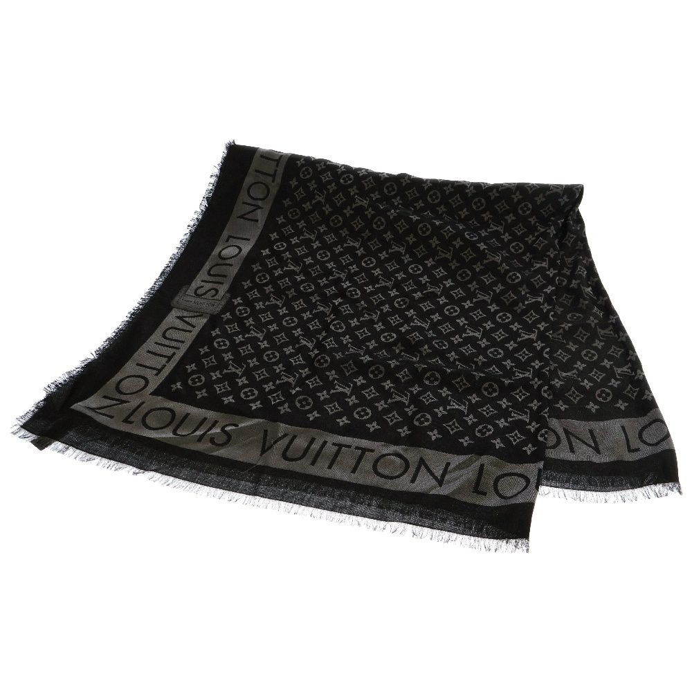 LOUIS VUITTON ルイヴィトン Monogram Silk muffler モノグラム シルクマフラー ブラック M93278