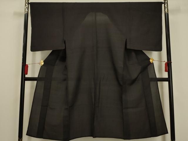 平和屋着物＊夏物 男性 小紋 紗 黒地 正絹 AABA5577sx