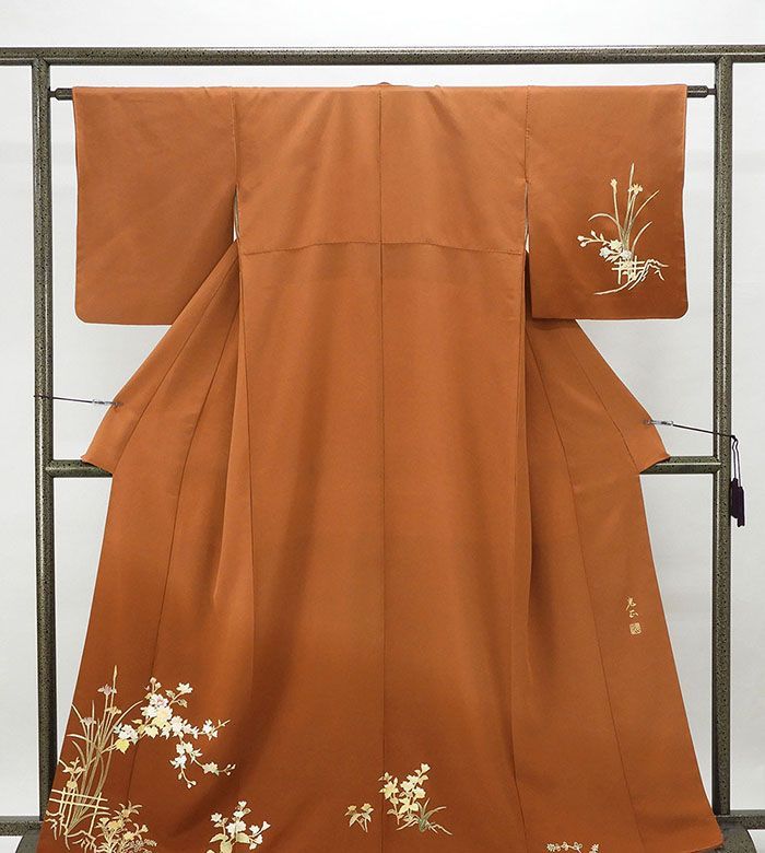 【未使用品】和田光正 落款入り 訪問着（身丈160cm／裄62.5cm） 訪問着 身丈155cm 裄丈62cm S 袷 和田光正 落款 松竹梅 菊 金銀