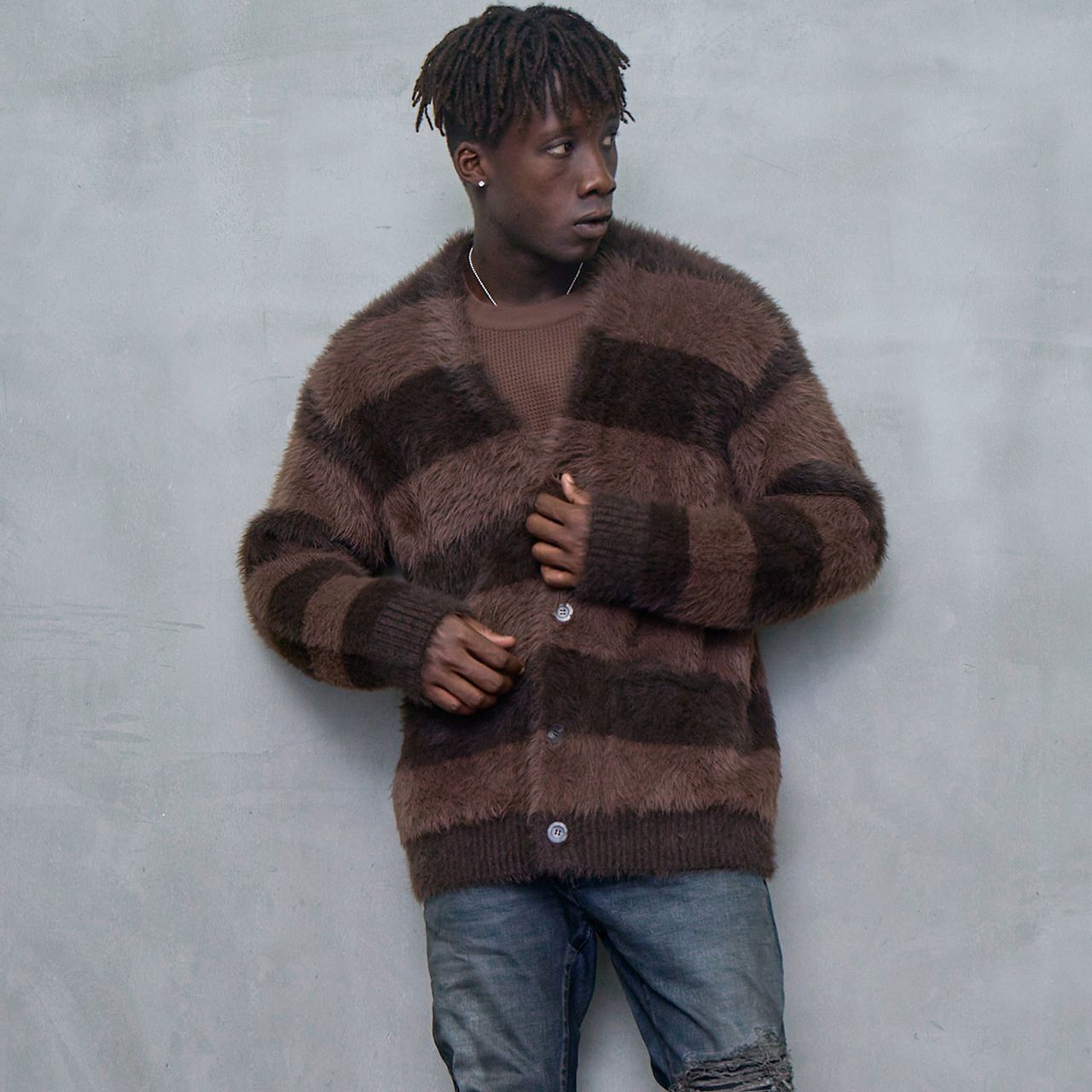 MLVINCE SHAGGY CARDIGAN BORDER カーディガン MLVINCE メルヴィンス SHAGGY CARDIGAN BORDER カーディガン ニット