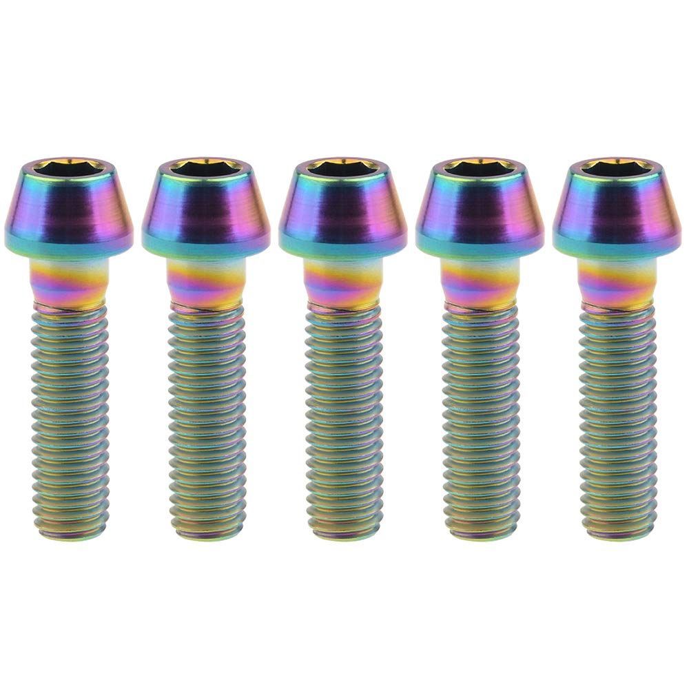 Size:M8x30mm_Color:でレインボー Ruifu M8x15 20 25 30 35 40 45 50 mm P1.25 チタン合金コニカルヘッド六角穴付ボルト 5個入 (M8x30mm， でレインボー)