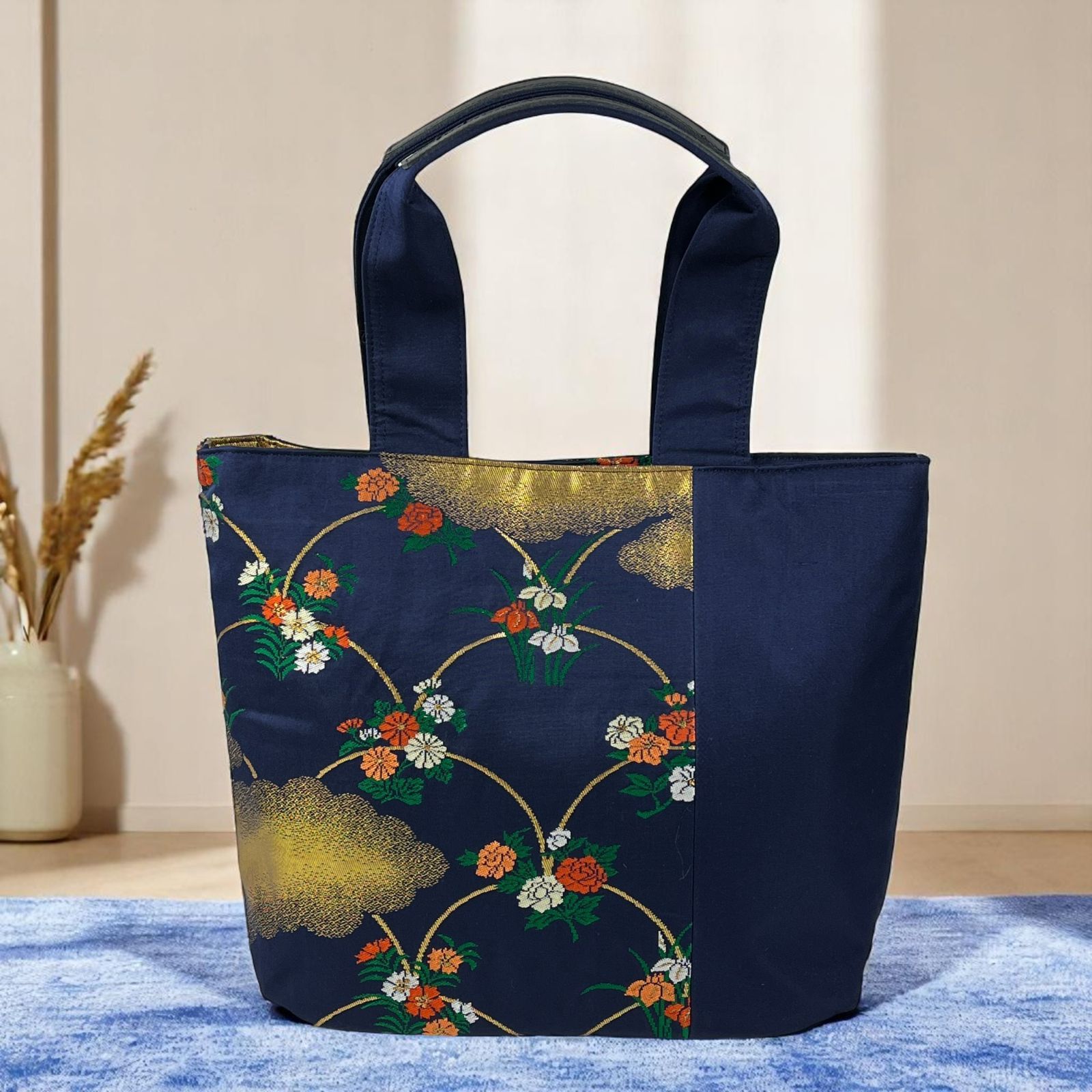 KIMONO OBI BAG トートバッグ きもの 帯 着物 帯バッグ 着物帯 手提げ バッグ 軽い バック 和 日本デザイン アップサイクル リメイク お出掛け 和柄 贈り物 ギフト プレゼント