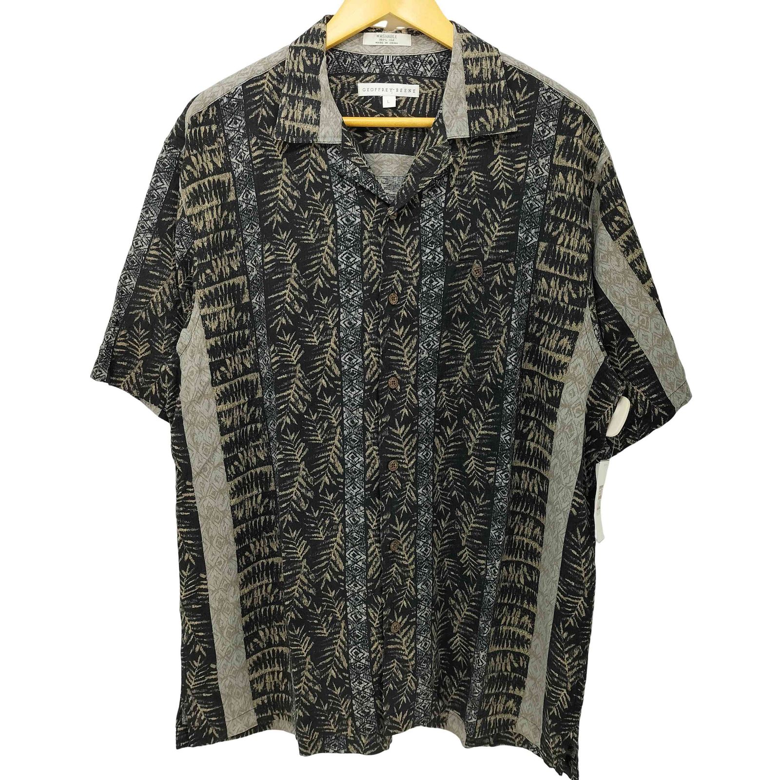 ジェフリービーン GEOFFREY BEENE 80-90s 総柄 総シルク ショートスリーブ オープンカラーシャツ メンズ import：L 