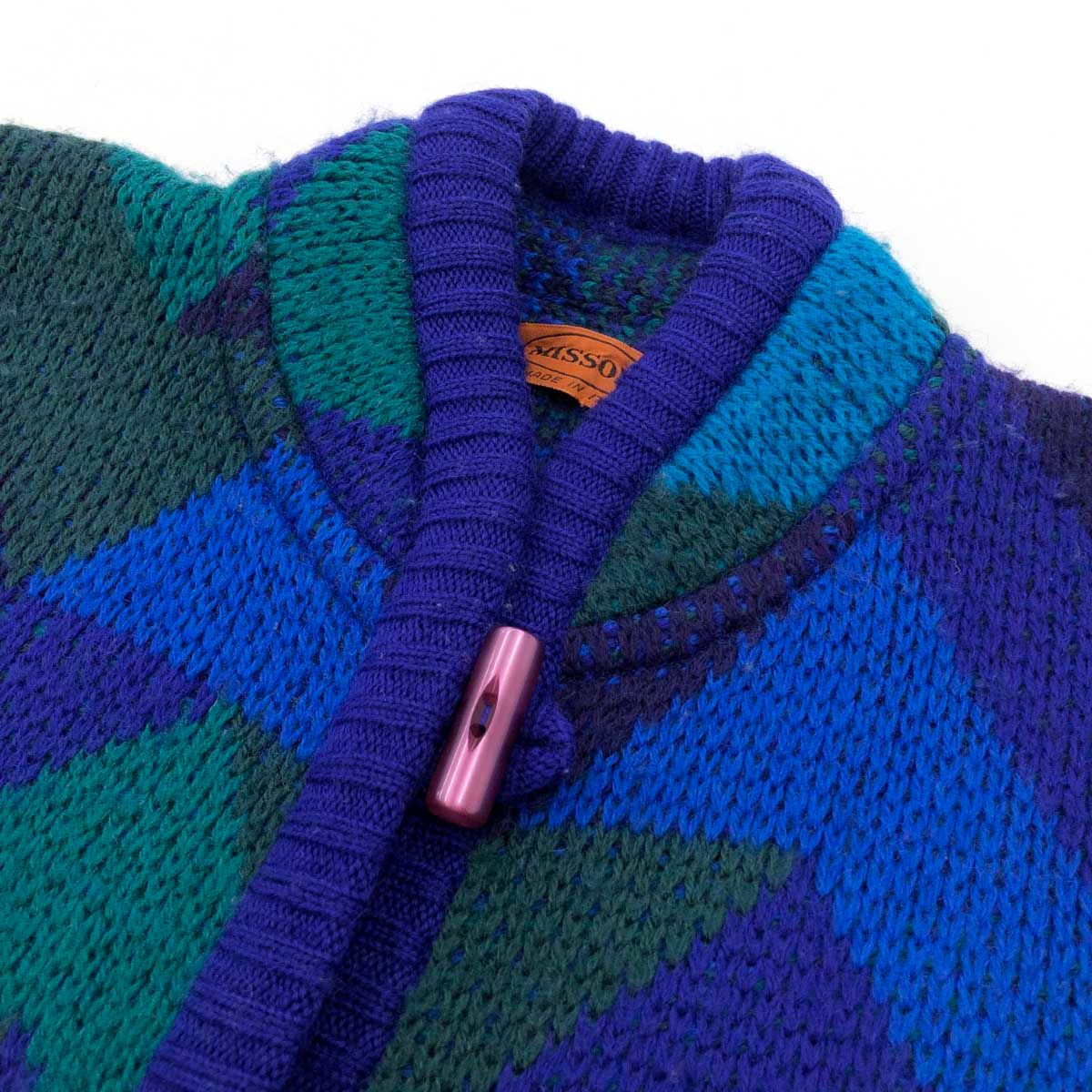 MISSONI / ジャケット/44/ウール/マルチカラー/チェック 良好 MISSONI ミッソーニ ニットジャケット マルチカラー/ブルー