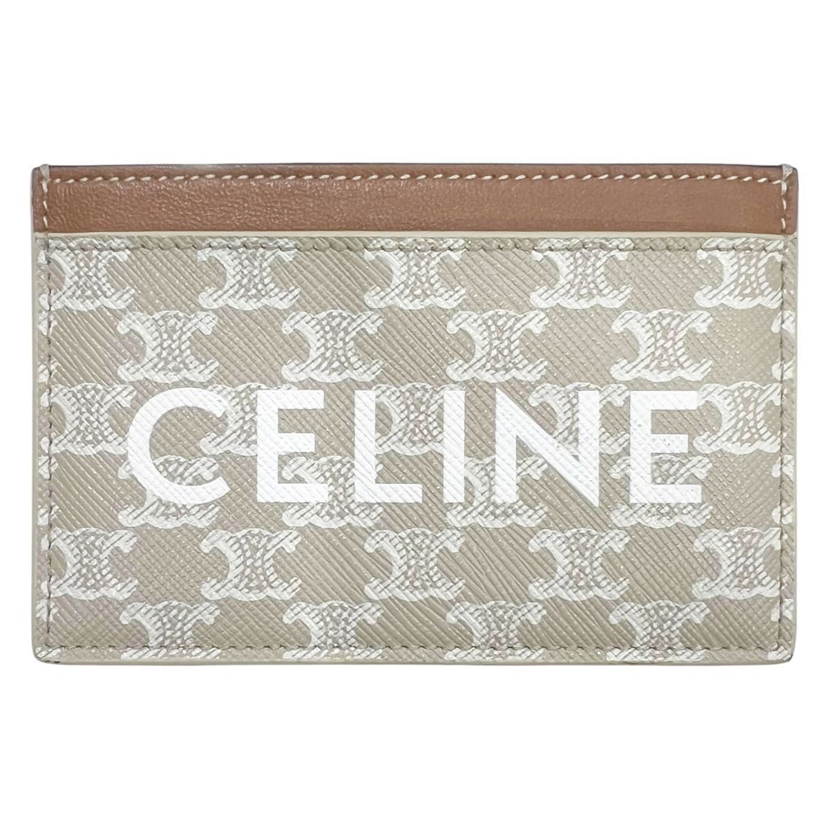 CELINE セリーヌ ロゴ トリオンフキャンバス カードケース カードホルダー 名刺入れ パスケース ブラウン×ベージュ25012711 SA