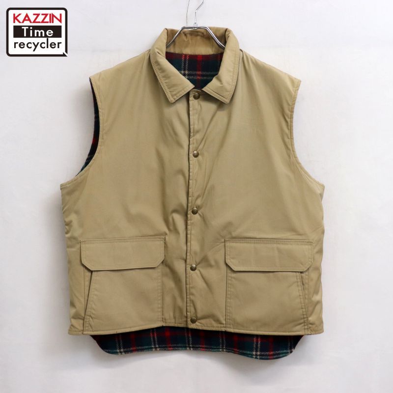 70s USA製 Woolrich ベスト 38 70s USA製 vintage WOOLRICH リバーシブル B面チェック柄 ベスト