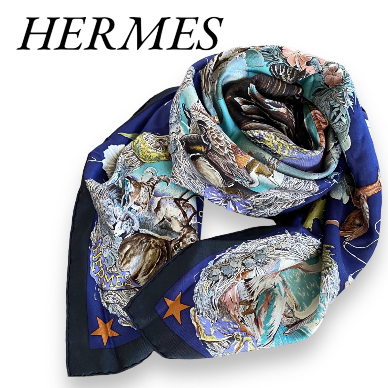 HERMES エルメス ストール スカーフ アニマル柄 動物 フクロウ