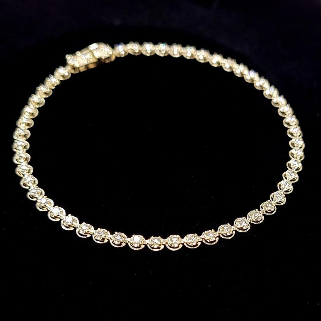 ギラギラ！新型1ct ダイヤモンド K18 YG テニス ブレスレット 18金 ギラギラ！新型1ct ダイヤモンド K18 YG テニスブレスレット 18金