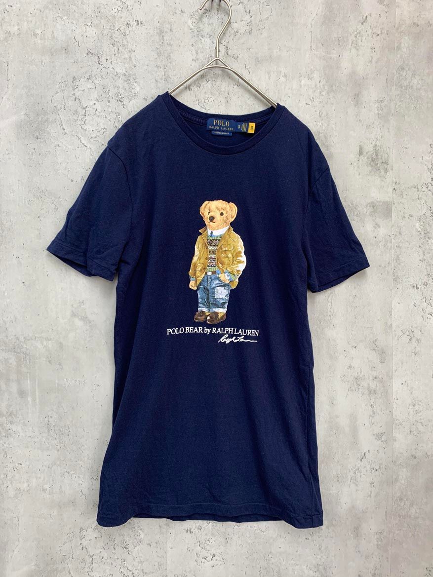 POLO RALPH LAUREN ポロ ラルフローレン ポロベア CUSTOM SLIM FIT 半袖 Tシャツ sizeXS 165|88A |紺 ◎メンズ