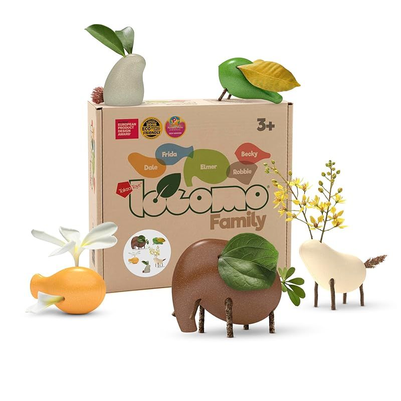 Taksa Toys ロコモファミリーII ネイチャー 木製動物フィギュア 5体セット - モンテッソーリ教育ウォルドルフの屋外遊び 3歳から7歳以上向け