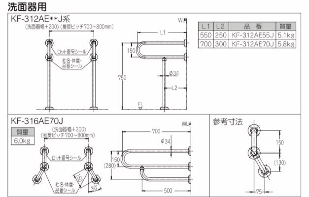 送料無料】LIXIL/INAX 洗面器用手すり 床固定式 - メルカリ