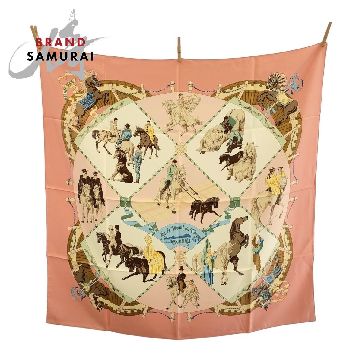 美品 HERMES エルメス カレ90 Musee Vivant du Cheval Chantilly