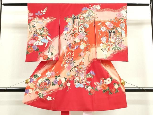 あこがれゆめ] お宮参り 女の子 着物 女児祝着 正絹 のしめ 初着 産着